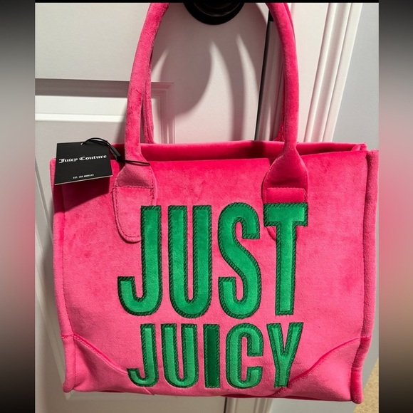 Juicy Couture Handbags - NWT Juicy Couture Pink and Green “Just Juicy” Tote, UK 🇬🇧 Exclusive